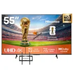 The Image is showing a Hisense 55" 55A6Q Smart 4k VIDAA Tv new MODEL