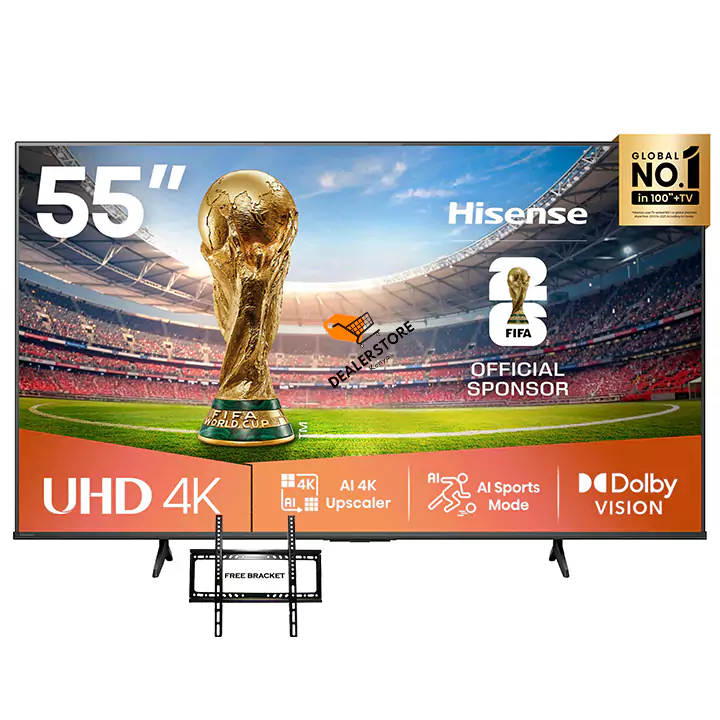 Hisense 55A6Q Smart 4k VIDAA Tv The Image is showing a Hisense 55" 55A6Q Smart 4k VIDAA Tv new MODEL