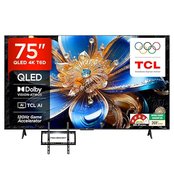 TCL 75" 75T6D QLED 4K HDR Google Tv